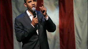 Democratic presidential hopeful Sen. Barack Obama, D-Ill., speaks at a fundraising event at the New Jersey Performing Arts Center in Newark, N.J., Monday, Oct. 22, 2007. (AP Photo/Mike Derer) 
