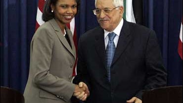 Condoleezza Rice and Mahmoud Abbas 