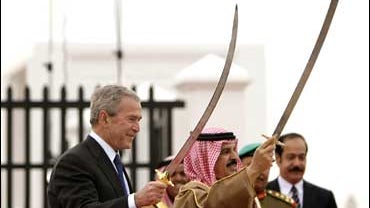 President George W. Bush and Bahrain's king, Hamad bin Isa Al-Khalifa 