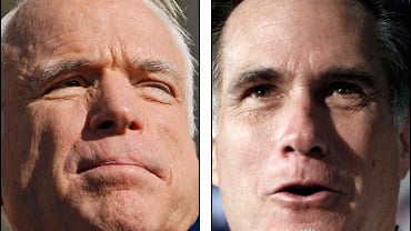 Republican presidential hopefuls Sen. John McCain, R-Ariz., and former Massachusetts Gov. Mitt Romney 