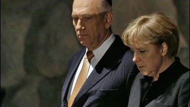German Chancellor Angela Merkel and Israeli Prime Minister Ehud Olmert 