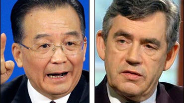 Chinese Premier Wen Jiabao and Britain's Prime Minister Gordon Brown 