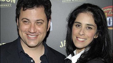 Television host Jimmy Kimmel, left, and actress Sarah Silverman 