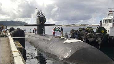 The nuclear-powered Los Angeles-class fast attack submarine USS Houston 