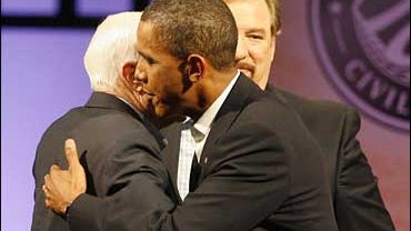 Barack Obama, John McCain Hug 
