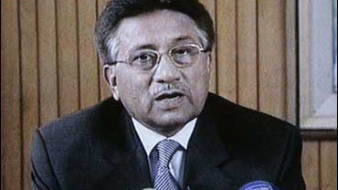 Pakstani President Musharraf addressing his nation on TV, announces his resignation. 