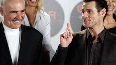 From left, Sean Connery, Cameron Diaz, Jim Carrey, and Annette Bening, in background, laugh while posing together at Target Presents AFI Night at the Movies in Los Angeles on Wednesday, Oct. 1, 2008. Twelve classic American films were screened on the sing 