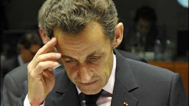 French President Nicolas Sarkozy at a roundtable meeting during an EU summit in Brussels 