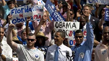 Barack Obama with Tampa Devil Rays in Florida 