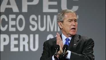 President George W. Bush addresses the CEO summit at the Asia Pacific Economic Cooperation, APEC, in Lima 