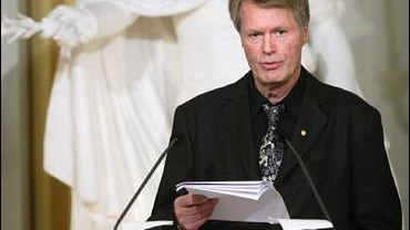 Nobel Prize Literature Laureate Jean-Marie Gustave Le Clezio of France holds the traditional Nobel lecture at the Royal Swedish Academy in Stockholm 