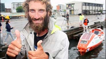 Alex Bellini and his rowing boat 