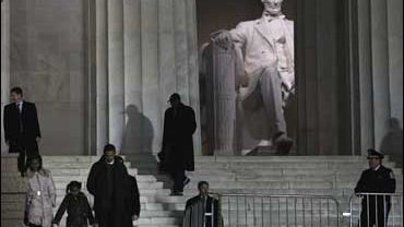 President-elect Barack Obama and his family on a visit to the Lincoln Memorial 