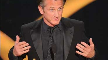 Sean Penn accepts the Oscar for best actor for his work in "Milk" during the 81st Academy Awards Sunday, Feb. 22, 2009, in the Hollywood section of Los Angeles. 