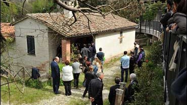 A view during an inspection of the house in Perugia, where British student Meredith Kercher was stabbed to death 