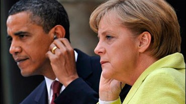 U.S. President Barack Obama, left, and German Chancellor Angela Merkel 