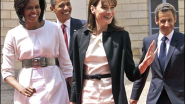 Michelle Obama, Barack Obama, Carla Bruni-Sarkozy, Nicolas Sarkozy 