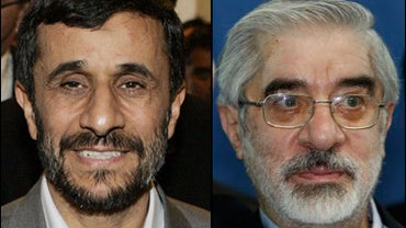 Current president Mahmoud Ahmadinejad and leading challenger and reformist candidate Mir Hossein Mousavi. 