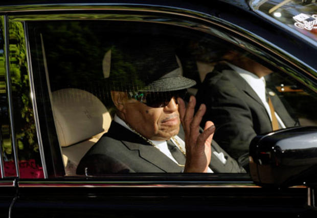 Joe Jackson waves as he departs Jackson family home in Encino section of Los Angeles in July 2009 prior to  memorial service for Michael Jackson. 