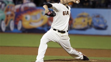 San Francisco Giants' Jonathan Sanchez works against the San Diego Padres during the ninth inning of a baseball game Friday, July 10, 2009, in San Francisco. Sanchez pitched a no-hitter. 