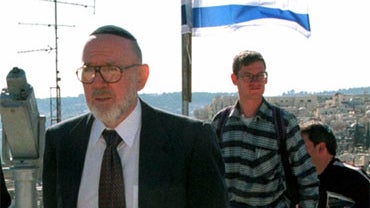 Jan. 12, 1999 file photo of U.S. millionaire Irving Moskowitz touring one of the Jewish sites he has helped bankroll in the Muslim Quarter of the Old City of Jerusalem. 