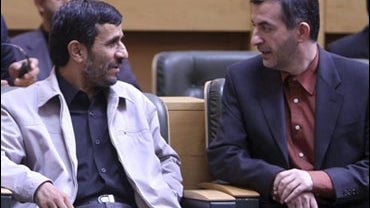 Iranian President Mahmoud Ahmadinejad and Esfandiar Rahim Mashai 