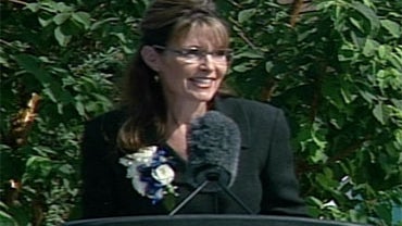 Alaska Gov. Sarah Palin talks to supporters July 26, 2009, in Fairbanks, Alaska, as she resigns as governor and hands power to Lt. Gov. Sean Parnell. 