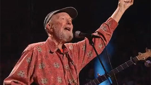 Pete Seeger, performing at his 90th birthday celebration at New York's Madison Square Garden in 2009. 