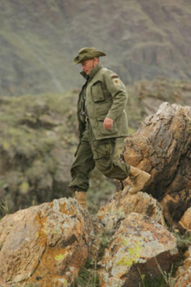 Vladimir Putin seen walking in the mountains 