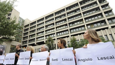 Rally at trial of Josef Scheungraber 