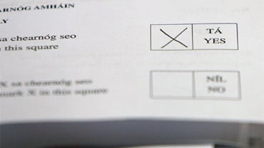 A YES vote is registered in the Dublin West constituency as counting begins in the Lisbon Treaty referendum at the RDS Election Count Centre, in Dublin on Saturday, October 3, 2009. 