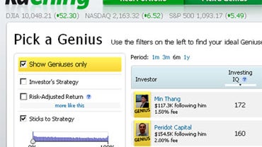 Investors using kaChing can track and mirror the portfolios of "genius" investors. 
