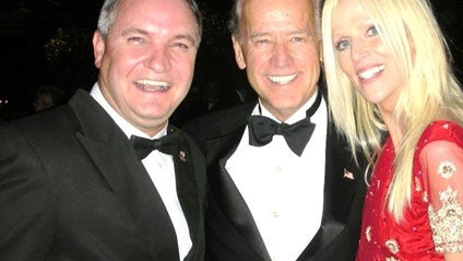 This screen image made from Michaele Salahi's Facebook page shows a photo of, Tareq Salahi, left, Vice President Joe Biden and Michaele Salahi, right, at the White House state dinner in Washington on Tuesday Nov. 24, 2009. The Secret Service is looking in 