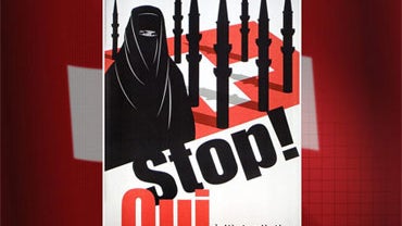 A poster by the right-wing Swiss People's Party urges a Yes vote in a referendum on whether the construction of minarets should be banned in Switzerland. 