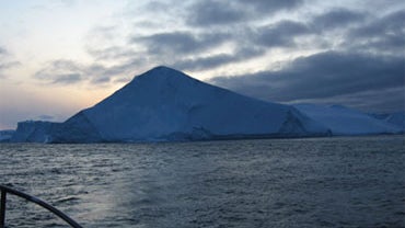 Icebergs float in Jakobshavn Fjord, Greenland, Nov. 21, 2009. 