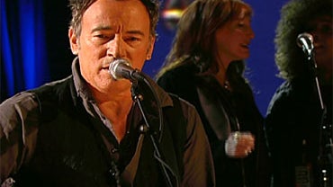 Musician Bruce Springsteen performs during a rehearsal of the "Hope for Haiti" telethon Jan. 22, 2010. 