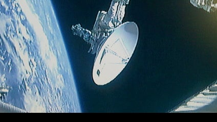 A view of the KU Band antenna, at its new home on the International Space Station. 