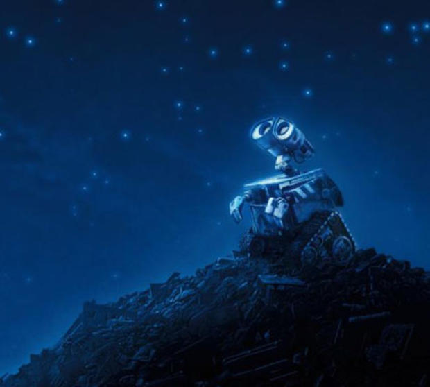 The title character in Pixar's 2008 film "Wall-E" is shown. The film takes place in the future, after humans have left Earth. 