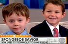 Five-year-old Andrew Gentile, left, was saved from drowing by his 8-year-old neighbor, Reese Ronceray, right.   