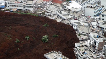 A view of the landslide site at Wangong village in Hanyuan county in Ya'an in southwest China's Sichuan province on Tuesday, July 27, 2010. 