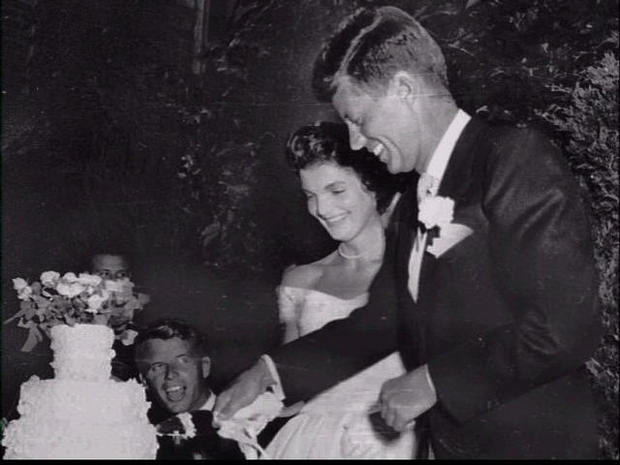 John F. Kennedy and Jacqueline Bouvier at their Sept. 12, 1953, wedding in Newport, R.I. (AP Graphicsbank) 