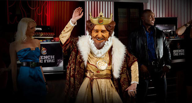 The king better keep dancing if he's going to work off the 2,500 calories NY Pizza Burger. (Burger King) 