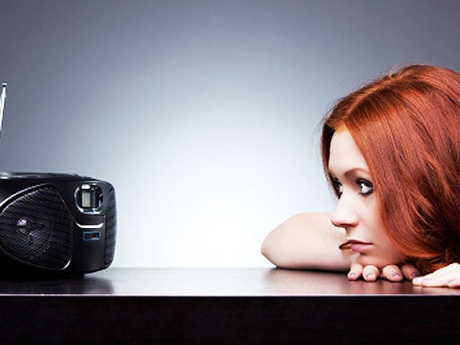 radio, woman, redhead, generic, stock 
