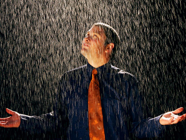 man standing in rain, wet, generic, stock 