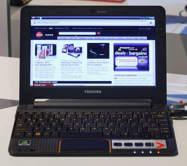 The AC100, Toshiba's Android-based Netbook, is appealingly small and light. 