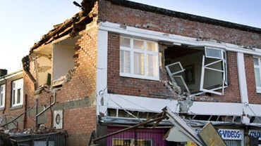 A damaged building is seen after a 7.1 magnitude earthquake struck 30km west of the city at 4:35 am this morning September 4, 2010 in Christchurch, New Zealand. Civil Defence have declared a state of emergency and there has been considerable damage across 