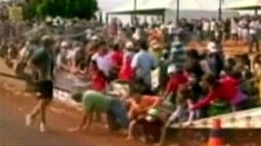 Brazilian authorities say more than 100 people have been injured after a section of bleachers collapsed at a car race. 