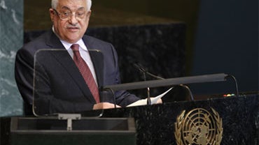 Mahmoud Abbas, President of the Palestinian Authority, addresses the 65th session of the United Nations General Assembly, Saturday, Sept. 25, 2010, at United Nations headquarters. 