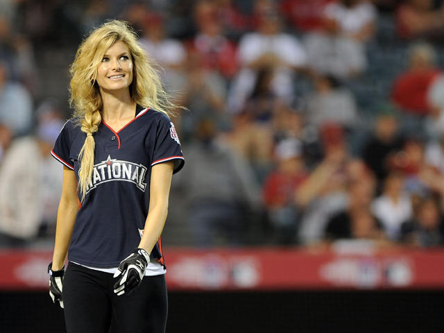 Marisa Miller is a real hit with fans at celebrity softball game