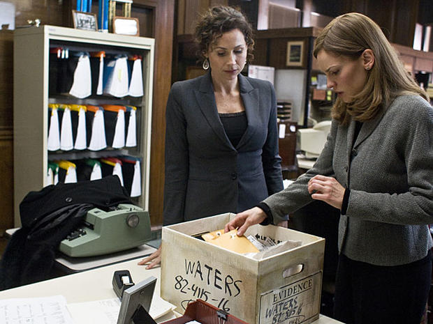 Hilary Swank, right, and Minnie Driver are shown in a scene from, "Conviction." (AP Photo/Fox Searchlight Pictures, Ron Batzdorff) 